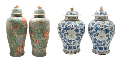 Lot 2153 - Two Pairs of Chinese Enameled Porcelain Vases...