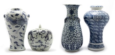 Lot 2151 - Group of Four Chinese Blue and White Glazed...