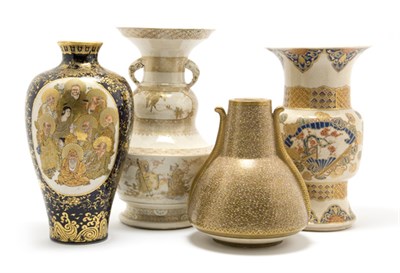 Lot 2169 - Group of Four Japanese Satsuma Vases Late...