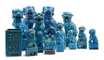 Lot 2124 - Group of Twelve Turquoise Glazed Foo Lions...