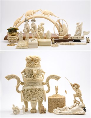 Lot 2122 - Group of Chinese and Japanese Ivory Articles...