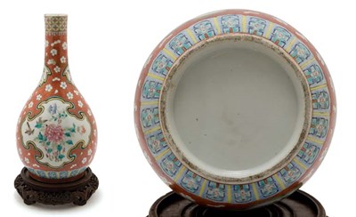Lot 2130 - Chinese Famille Rose Glazed Porcelain Bottle...