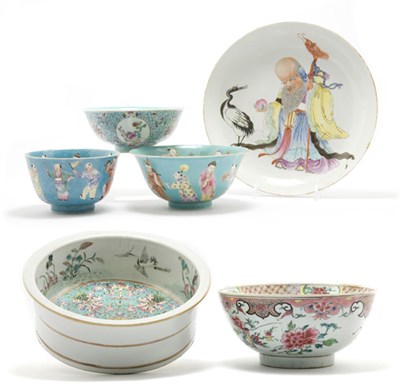 Lot 2099 - Group of Six Chinese Famille Rose Glazed...