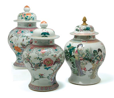 Lot 2155 - Pair of Chinese Famille Rose Glazed Porcelain...