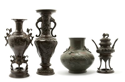 Lot 2186 - Group of Four Japanese Bronze Articles Meiji...
