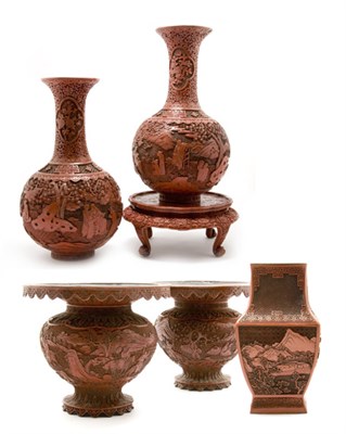 Lot 2073 - Group of Six Chinese Cinnabar Lacquer Style...