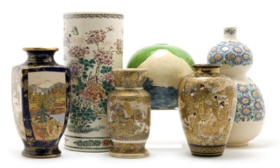 Lot 2182 - Group of Six Japanese Satsuma Porcelain...