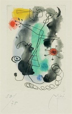 Lot 391 - Joan Miró FEMME EN COLERE (DUPIN 148) Color...