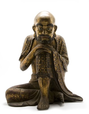 Lot 2223 - Chinese Painted Bronze Figure of an Immortal...