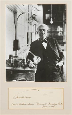 Lot 3 - EDISON, THOMAS ALVA Autograph, signed as...