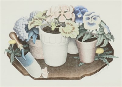 Lot 475 - Grant Wood TAME FLOWERS (C. 9) Hand-colored...