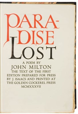 Lot 70 - GOLDEN COCKEREL PRESS MILTON, JOHN. Paradise...