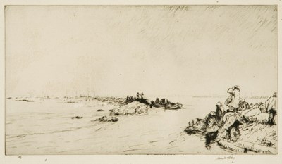Lot 3349 - James McBey (1883-1959) SEA AND RAIN, MACDUFF;...