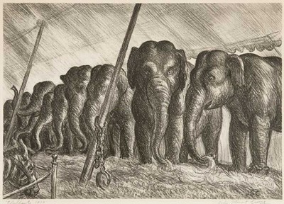 Lot 3298 - John Steuart Curry (1897-1946) ELEPHANTS (COLE...
