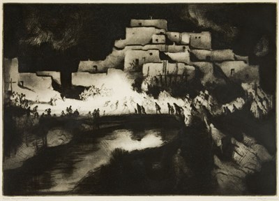 Lot 3326 - Gene Kloss (1903-1996) PUEBLO FIRELIGHT DANCE...