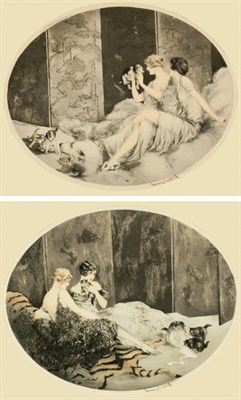 Lot 3322 - Louis Icart (1888-1950) PUPPIES; SPILLED MILK...