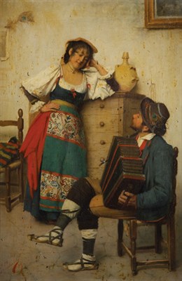Lot 19 - Pio Pedersoli Italian, d. 1892 The Flirtation,...