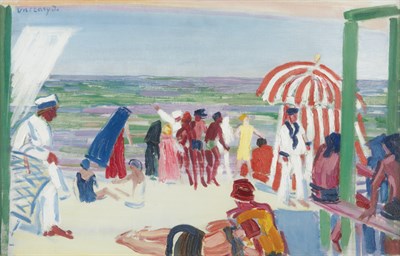 Lot 41 - Janos Vaszary Hungarian, 1867-1939 Beach Scene...