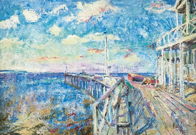 Lot 235 - David Burliuk American, 1882-1967 Coastal View,...