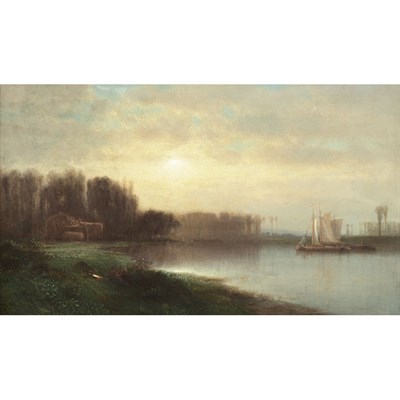 Lot 193 - Samuel Colman American, 1832-1920 River...