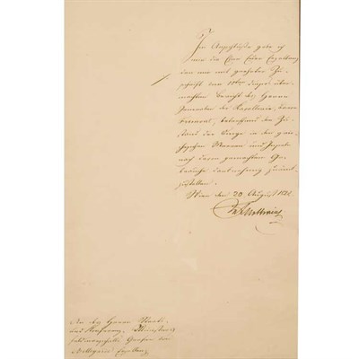Lot 25 - VON METTERNICH, KLEMENS WENZEL Document signed....