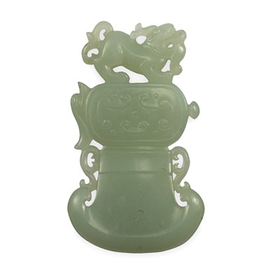 Lot 42 - Chinese White Jade Pendant 19th Century Of axe...