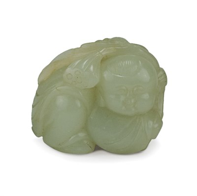Lot 93 - Chinese White Jade Figure of a Boy Late 18th...