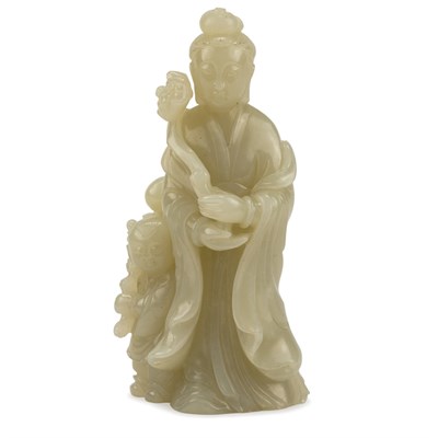 Lot 78 - Chinese White Jade Figure of Guanyin 19th...