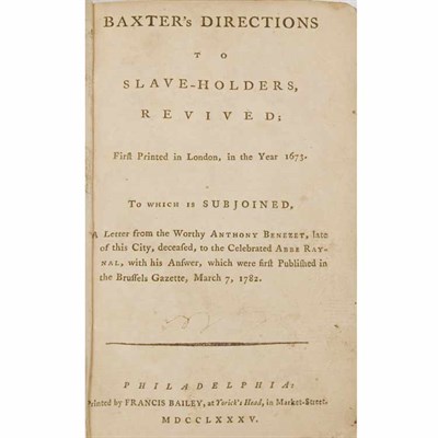 Lot 138 - [SLAVERY] BAXTER, RICHARD. Baxter's directions...