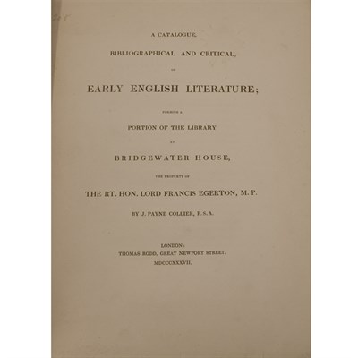 Lot 46 - [BIBLIOGRAPHY] COLLIER, J. PAYNE. A Catalogue,...