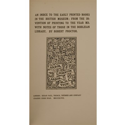 Lot 47 - [BIBLIOGRAPHY] PROCTOR, ROBERT. An Index to...
