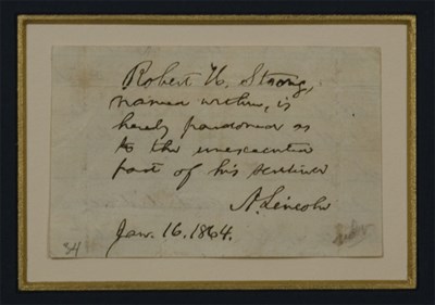 Lot 20 - LINCOLN, ABRAHAM Autograph note signed, seven...