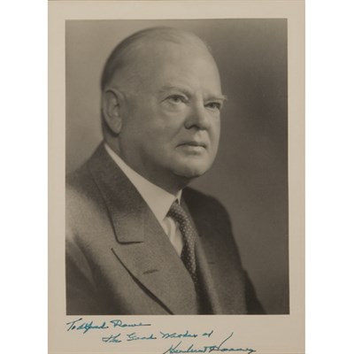 Lot 15 - HOOVER, HERBERT Photograph inscribed, "To...