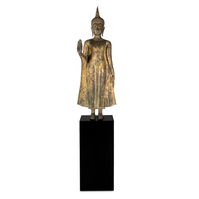 Lot 53 - Thai Gilt-Bronze Buddha 19th Century Standing...