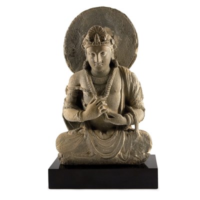 Lot 232 - Ghandaran Gray Schist Carving of Maitreya In...