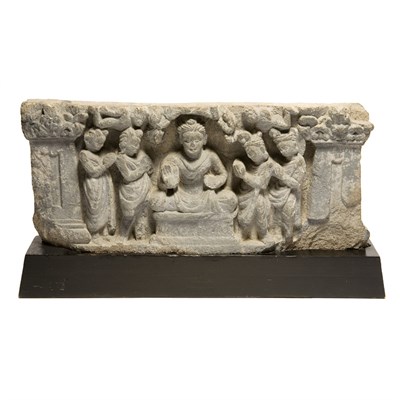 Lot 233 - Gandharan Gray Schist Frieze The central...
