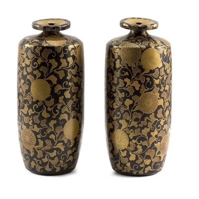 Lot 27 - Pair of Japanese Lacquer Sake Bottles 19th...