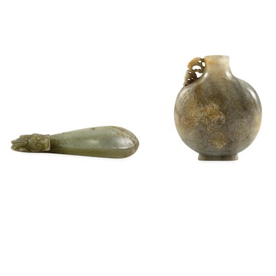 Lot 73 - Group of Three Chinese Jade Articles 18th...