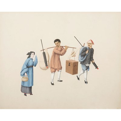 Lot 69 - Group of Three Framed Chinese Figural...