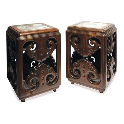 Lot 123 - Pair of Chinese Glazed Porcelain and Hongmu...