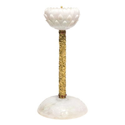 Lot 199 - Chinese Celadon Jadeite and Gilt-Bronze Altar...
