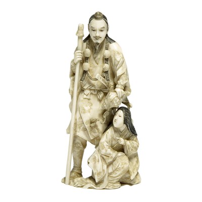 Lot 19 - Japanese Ivory Okimono of a Male and Female...