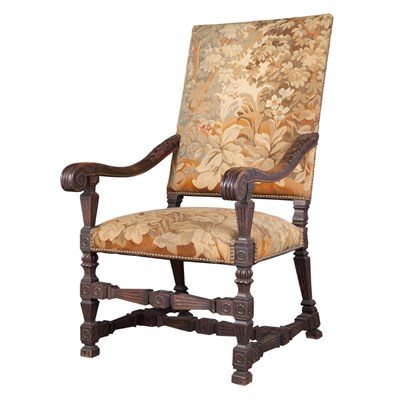Lot 303 - Baroque Style Dark Stained Walnut Needlepoint...