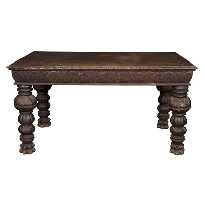 Lot 250 - Baroque Style Carved Dark Stained Oak Library...