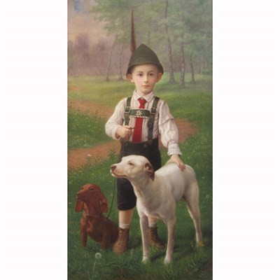 Lot 30 - German School 19th Century Boy in Lederhosen...