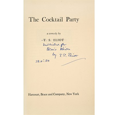 Lot 188 - ELIOT, THOMAS STEARNS The Cocktail Party. New...