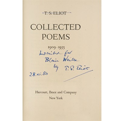 Lot 187 - ELIOT, THOMAS STEARNS Collected Poems. New...