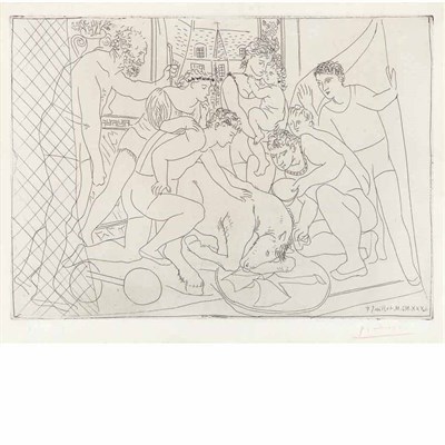 Lot 406 - Pablo Picasso CHEVAL MOURANT ENTOURE D'UNE...