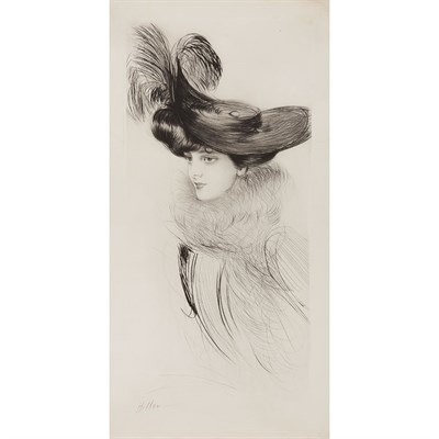 Lot 356 - Paul Cesar Helleu JEUNE FEMME AUX CHAPEAU AUX...