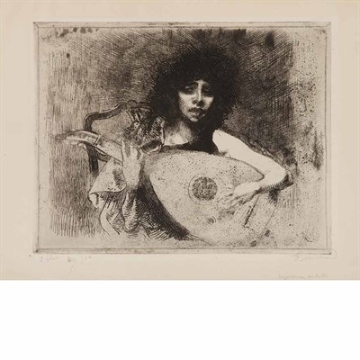 Lot 313 - Albert Besnard (1849-1934) LA JOUEUSE DE LUTH...